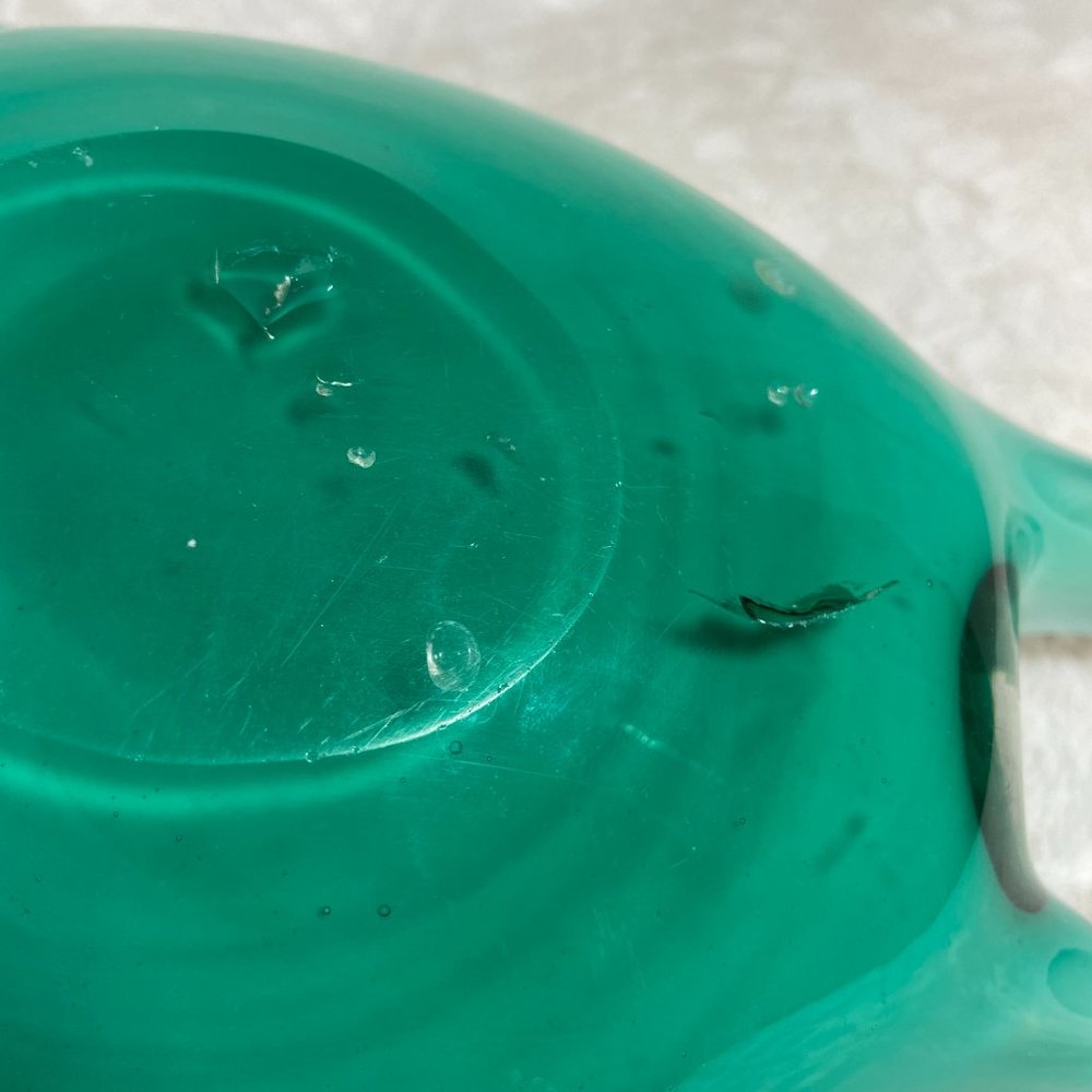 Vintage Mid century  Murano Italian Colorful Confetti Glass Bowl Teal Silver - Picture 8 of 12